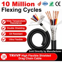 TRVVP Shielded Drag Chain Cable 20AWG 18AWG Wire 2 3 4 5 6 Cores Highly Flexible Copper Cable for Arms Wear-Resistant Robotic