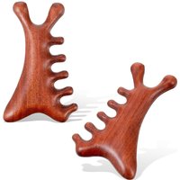 4 in 1 Sandalwood Massage Comb Five Teeth Round Ball Comb Scalp Neck Body Meridian Massage Comb Anti-Static Smooth Hair Brush