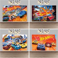 Hot Wheels Cartoon Backdrop Speed Race Car Hero Theme Kids Birthday Party Decor Baby Shower Photo Background Props Supplies
