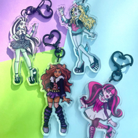 Monster High Girls Nostalgia Acrylic Keychains Black Heart Clasp Customize Design Collectible Toys for Kids