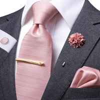 Hi-Tie Designer Rose Gold Pink Solid Wedding Tie For Men Handky Cufflink Mens Necktie Fashion Business Party Dropshiping