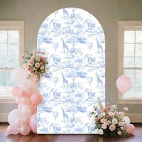 Blue Wild Animals Arch Backdrop Cover Baby Shower Boy Kids Birthday Party Decortion Wall Arch Cover Elastic Background Banner