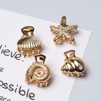 4pcs Small Metal Seashell Hair Clips for Women Girls Cute Gold Starfish Claw Clips Small Unique Summer Beach Hair Accessories