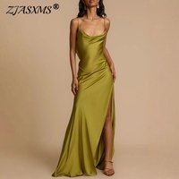 Summer Fashion High Waist Split Party Dress 2025 New Elegant Solid Sling Femme Robe Sexy Sleeveless Backless A-Line Maxi Dresses