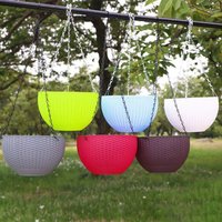 Garden Decoration Plastic Woven Plaited Baskets with Chain Home Decor Hanging Flower Pots Round Houseplant Flowerpot Balcony