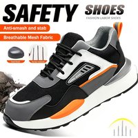 Chaussures de sécurité fonctionnelles anti-perforation et anti-écrasement pour hommes, chaussures à embout d'acier, bottes de travail indestructibles pour l'exploitation minière, baskets de travail