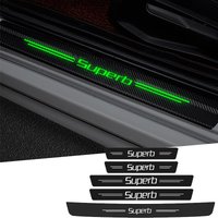 Luminous Car Door Sill Anti Kick Stickers Scuff Scratch Waterproof Film for Skoda Superb Logo Fabia Kodiaq Threshold Strip Tape
