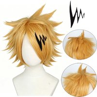 Anime My Hero Kaminari Denki Cosplay Wig Short Hair Heat Resistant Synthetic Full Wig Halloween Prop