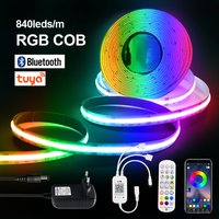 Tuya WiFi RGB COB LED Strip Light Bluetooth App Remote Control 840LEDs/m do oświetlenia liniowego pomieszczeń Ściemnialna taśma lampowa DC12V 24V