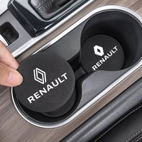 2Pcs Leather Car Water Cup Mats Water Slot Non-Slip Pads For Renault RS Clio Megane 2 3 4 Captur Trafic Twingo Scenic 2 Kadjar