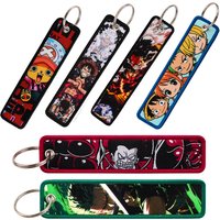Cute Pirate Embroidered Keychains Key Fobs Manga Key Tags Anime Key Rings for Bags Cars Gifts for Fans Cosplay Accessories
