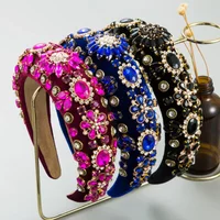 6 Colors 2025 Luxury Baroque Sparkly Padded Rhinestones Headbands Full Crystal Hairbands Wide Diamond Hair Accessories For Women