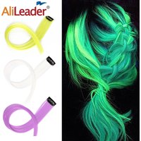 Synthetic Clip-On Hair Extension 20Inch 11Colors Glowing Clip-In One Piece Shines Fluorescent Fake Hairpiece For Women