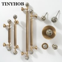 Uchwyt meblowy z litego mosiądzu, karbowany, z naturalnym kamieniem dalmatyjskim w kolorze speckled, gałka z końcówką w kształcie kuli, do szafek i szuflad, okucia meblowe, 224 mm