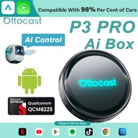 OTTOCAST P3 Pro Ai Box Wireless Carplay Android Auto Aadapter Ai Voice QCM 6225 Video Box for Benz Audi Kia Hyundai VW Toyota
