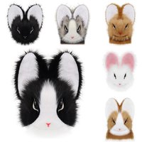 Plüsch-Kaninchen-Maske, Tierhase, Kunstfell, voller Kopf, Cosplay-Kostüm-Requisiten für die Osterparty