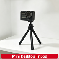 Mini Desktop Tripod Adjustable 2-Section Aluminum Alloy Stand, Tabletop Tripod with 1/4" for Action Camera Smartphone Webcam