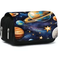 Cosmic Planet Double Layered Flip Pen Case for Boy and Girls Best Gifts 2D Flat Cartoon School Supplies Pencil Bags for Children