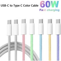 1M 1.5M 3M Type C to Type C Color Cable For PD 60W Fast Charging Cable For iPhone 16 17 Samsung Xiaomi Type-C Weaving Cable