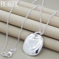 DOTEFFIL 925 Sterling Silver Square Sign Pendant Necklace 18 Inch Chain For Women Wedding Engagement Party Fashion Charm Jewelry