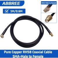 ABBREE RH58 Coaxial Cable 0.6M/1M SMA Male to Female Pure Copper 50Ω Low Loss for Baofeng UV-5R UV21 Walkie-Talkie Wi-Fi Antenna