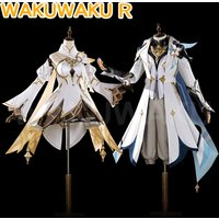Aether Lumine Traveler Cosplay Costume Game Genshin Impact Cosplay【S-3XL】WakuWaku-R Women Men New Skin Suit Plus Size Genshin