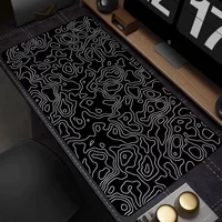 Mouse pad 1000x500MM topographic map black and white lines desk mat Desktop accessories gaming keyboard pad carpet Office gamers