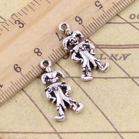 20pcs Charms Clown Joker Jester 25x12mm Antique Bronze Silver Color Pendants Making DIY Handmade Tibetan Finding Jewelry