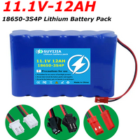 11.1V 12000MAh 18650-3S4P 18650 Li-ion Lithium Ion Rechargeable Battery Built-in BMS for LED Light Mini Speaker Audio Equipment