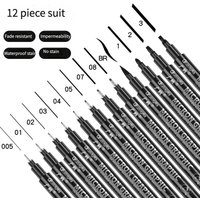 Ensemble de stylos microns à doublure pigmentée, marqueurs Manga, stylo à aiguille, brosse d'art, stylos à ligne à crochet peints à la main, croquis Fineliner, papeterie de dessin