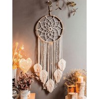 Macrame Dream Catcher Bohemian Leaf Wall Hanging Nordic Decor Boho Handmade Tapestry Ornaments for Home Living Room Decoration