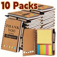 1/10pcs Inspirational Spiral Notebooks with Sticky Note Pads & Pen Kraft Cover Note for Team Teacher Employee Appreciation Gifts