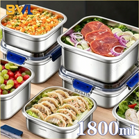 Stainless Steel Meal Prep Container with Lid Airtight Bento Lunch Box Portable Fridge Storage for Office Kitchen Picnic