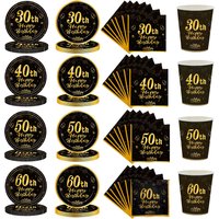 Men Women Birthday Disposable Tableware Party Decor 30 40 50 60 Years Anniversary Party Adult Happy Birthday Party Supplies