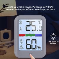 Electronic LCD Digital Thermometer Hygrometer Indoor Temperature Humidity Monitor with Clock for Home Office Desktop Table Use
