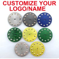 28.5MM Diameter Diamond Nail Dial Fit NH35 Movement Customized LOGO/No LOGO Blue Yellow Green Grey Dial Watch Parts Accessories