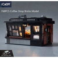 Cada 768PCS Building Blocks Set Coffee Store Bricks Model MOC Technical Assembled Blocks Steamed Bun Store Stree View Toys Gift
