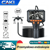 Kamera inspekcyjna,endoskop przemysłowy,dwukierunkowy przegub 360°,boroskop, ekran IPS 4.5 cala,kamera węża,HD1080P,wodoodporność IP67,półsztywny kabel,światło LED,silnik samochodowy,korozja