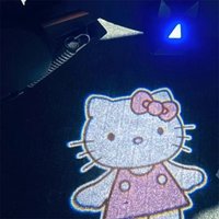 Hello Kittys Electric Bike Decoration Light Car Dynamic Projection Welcome Lamp Cute Girl Scooter Light Anime Bicycle Accessory