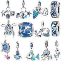 925 Sterling Silver Starfish Turtle Charms Beads Fit Original Bracelets Bag Keychain Charms Beads Pendant Diy Women Jewelry Gift