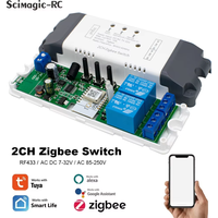 Zigbee Tuya Smart Garage Door Opener Switch Dry Contact 2CH Relay Board RF Module RF433 Relay 12V 24V 230V Receiver Alexa