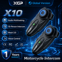 XPG X10 Bluetooth 5.3 Motorcycle Intercom Helmet Headsets IP67 Waterpoor Wireless Communication Interphone Handsfree 10 Riders