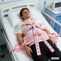 Hospital Bed Safety Belt with Magnetic Quick Release Adjustable 2pcs Restraint Set (Shoulder Waist/Belly) Pink Washable Cotton