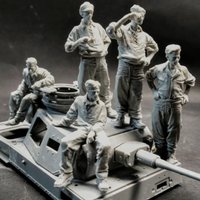 1/35 Scale Die-Cast Resin Figure Model Kit Eastern Front Panzer III Tank Crews 5 Figures (No Tank) Unassembled and Unpainted