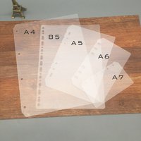 Full size (A4 B5 A5 A6 A7) 2-piece transparent frosted PP binder divider and baffle for loose leaf notebooks