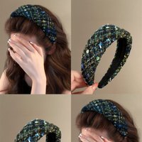 1PC Vintage Tweed Headband For Women Autumn Winter Fashion Elegant Wide-Brimmed Hair Hoop Hair Accessories Stylish Hair