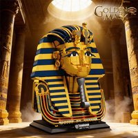 Retro Golden Mask Model Building Block Kit Assembly Toy Festive Decorations Exquisite Desktop Ornament Adult Gift 1603pcs