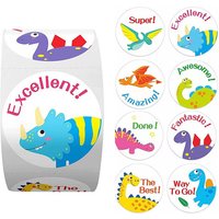 100-500pcs Cute Dinosaur Pattern Reward Encouragement Sticker Roll for Kids Motivational Stickers with Cute Animals for Students