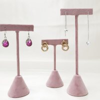 Mode Rosa Samt T-Förmigen Ohrring Rahmen Schwarz Schmuck Anhänger Display Earnail Lagerung Rack Lange Ohr Suspension Organizer basis