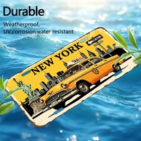 New York Yellow Taxi Statue of Liberty Vintage License Plate Style Aluminum Metal Sign Retro USA City Travel Souvenir Wall Art D